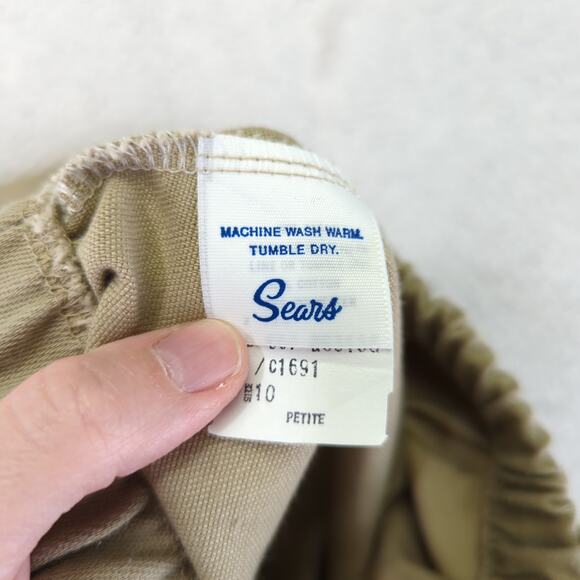 Vintage Sears Pull-on Trouser Pants Front Seam Tan Twill Women's Size 6 Petite - Picture 7 of 8